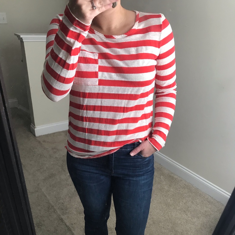 Casual orange and cream stripe shirt